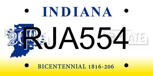 RJA554 Indiana License Plate