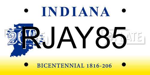 RJAY85 Indiana License Plate
