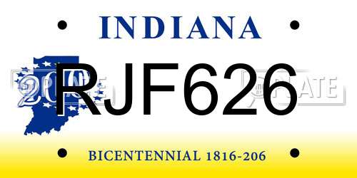RJF626 Indiana License Plate