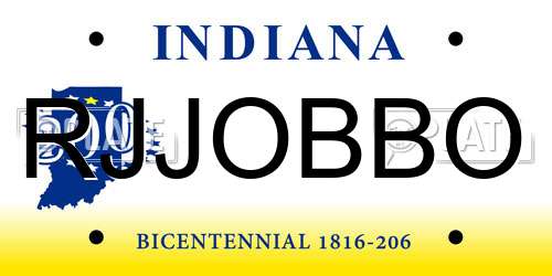 RJJOBBO Indiana License Plate
