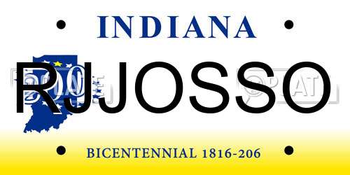 RJJOSSO Indiana License Plate