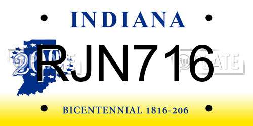RJN716 Indiana License Plate