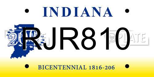 RJR810 Indiana License Plate