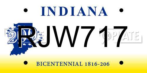 RJW717 Indiana License Plate