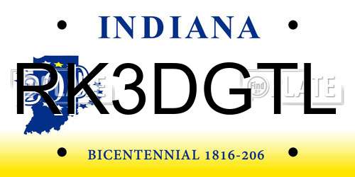 RK3DGTL Indiana License Plate