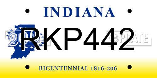 RKP442 Indiana License Plate