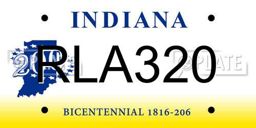 RLA320 Indiana License Plate