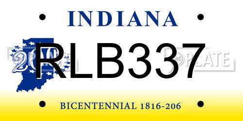 RLB337 Indiana License Plate