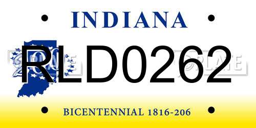 RLD0262 Indiana License Plate