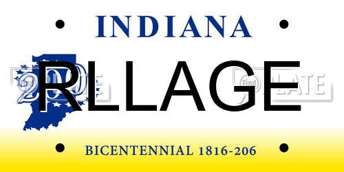 RLLAGE Indiana License Plate