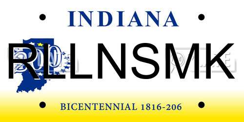 RLLNSMK Indiana License Plate