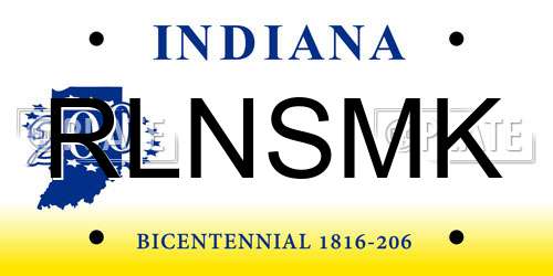 RLNSMK Indiana License Plate