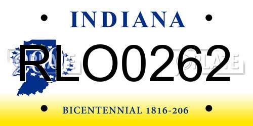 RLO0262 Indiana License Plate