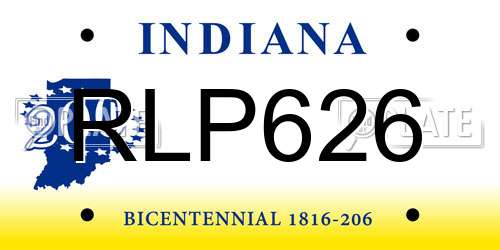 RLP626 Indiana License Plate