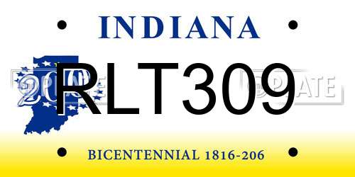 RLT309 Indiana License Plate
