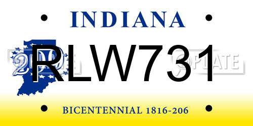 RLW731 Indiana License Plate