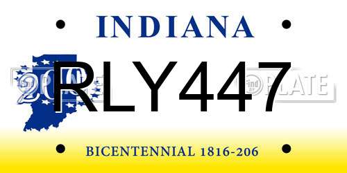 RLY447 Indiana License Plate