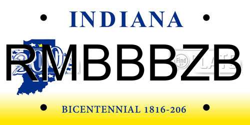 RMBBBZB Indiana License Plate
