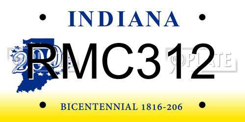 RMC312 Indiana License Plate