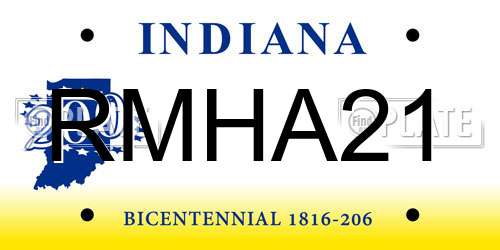 RMHA21 Indiana License Plate