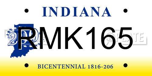 RMK165 Indiana License Plate