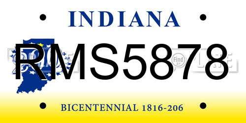 RMS5878 Indiana License Plate