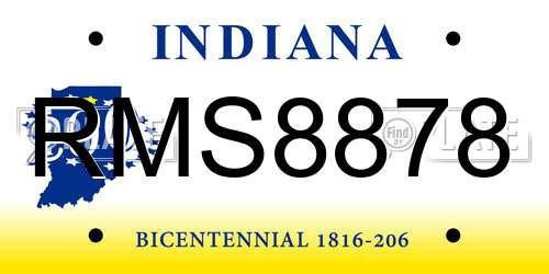 RMS8878 Indiana License Plate