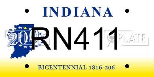 RN411 Indiana License Plate