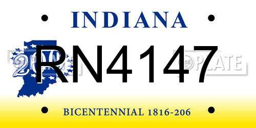 RN4147 Indiana License Plate