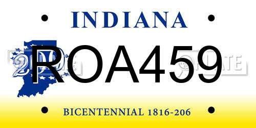 ROA459 Indiana License Plate