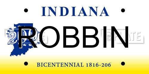 ROBBIN Indiana License Plate