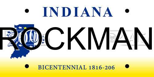 ROCKMAN Indiana License Plate