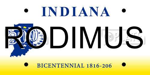RODIMUS Indiana License Plate