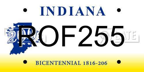 ROF255 Indiana License Plate