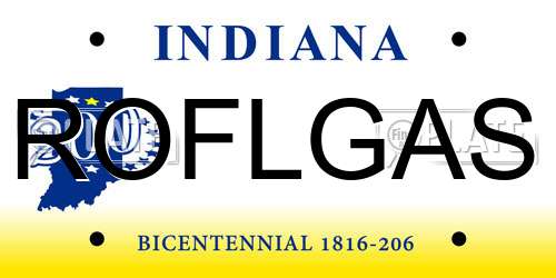 ROFLGAS Indiana License Plate
