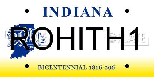 ROHITH1 Indiana License Plate