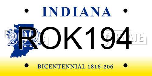 ROK194 Indiana License Plate