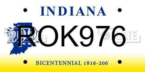 ROK976 Indiana License Plate