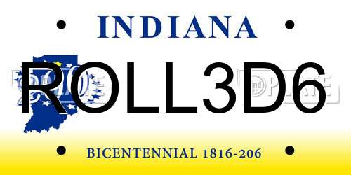 ROLL3D6 Indiana License Plate