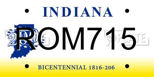 ROM715 Indiana License Plate
