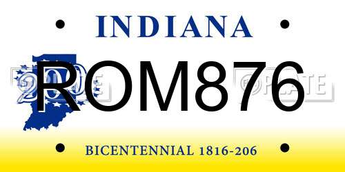 ROM876 Indiana License Plate