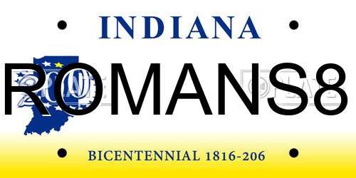 ROMANS8 Indiana License Plate