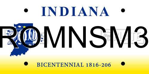 ROMNSM3 Indiana License Plate