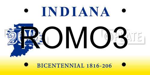 ROMO3 Indiana License Plate