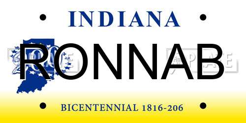 RONNAB Indiana License Plate
