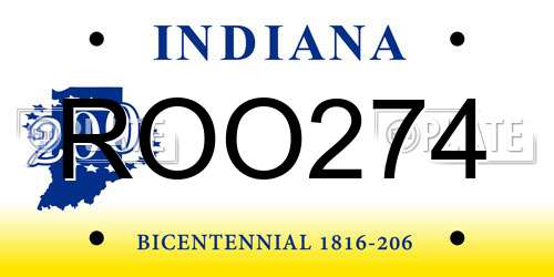 ROO274 Indiana License Plate