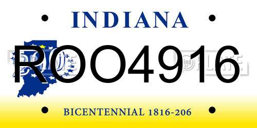 ROO4916 Indiana License Plate