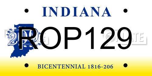 ROP129 Indiana License Plate