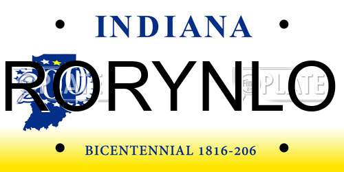 RORYNLO Indiana License Plate