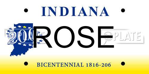 ROSE Indiana License Plate